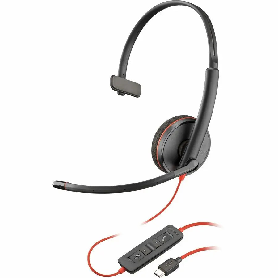 Poly Blackwire 3210 Monaural USB-C Headset TAA | Noise-Canceling Microphone & Comfortable Supra-Aural Design