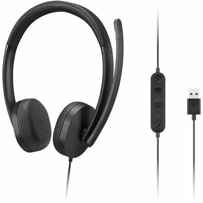Lenovo USB-A Wired Stereo Headset Gen 2 – Over-the-Head Design with Microphone and Inline Controls