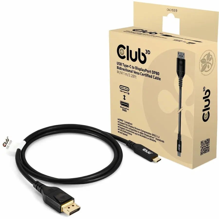 Club 3D CAC-1559 USB Type-C to DisplayPort 2.1 Bi-Directional Cable – 1 Meter