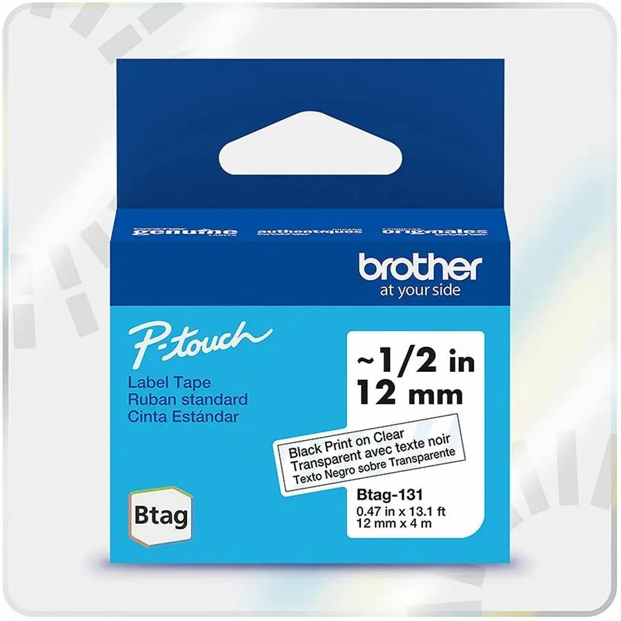 Brother P-touch BTAG-131 Black on Clear Label Tape for PT-N10, PT-N20, PT-N25BT