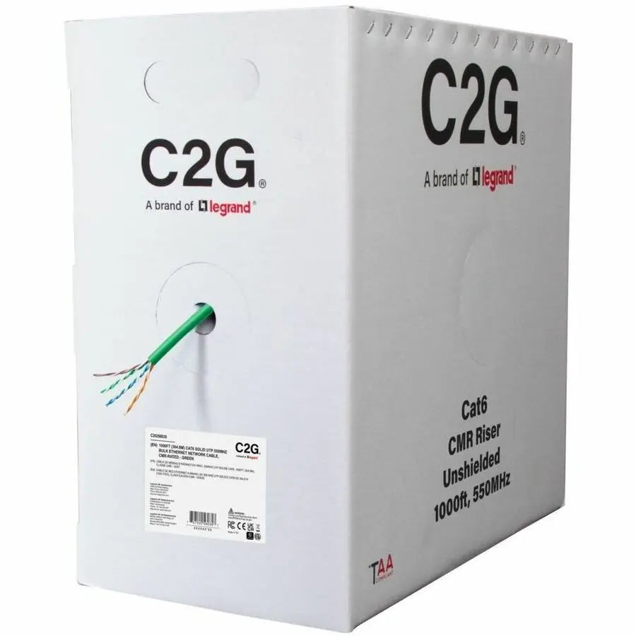 LEGRAND AV - C2G C2G56035 Cat6 UTP Network Cable, TAA Compliant, Green, 550 MHz Support