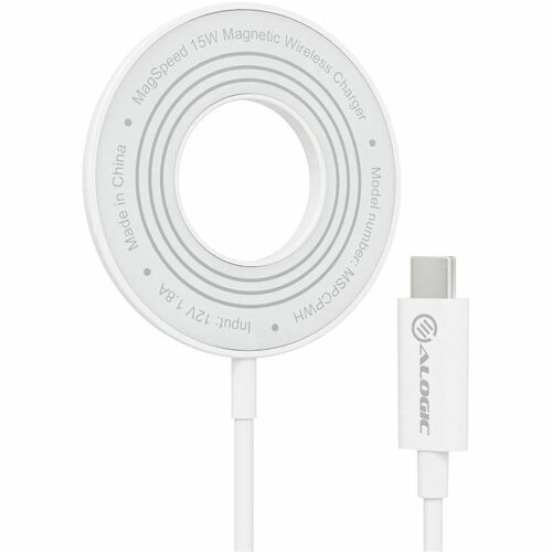 Alogic MagSpeed Universal Wireless Charger, MSPCPWH, Magnetic Qi Charger with 15W Fast Charging