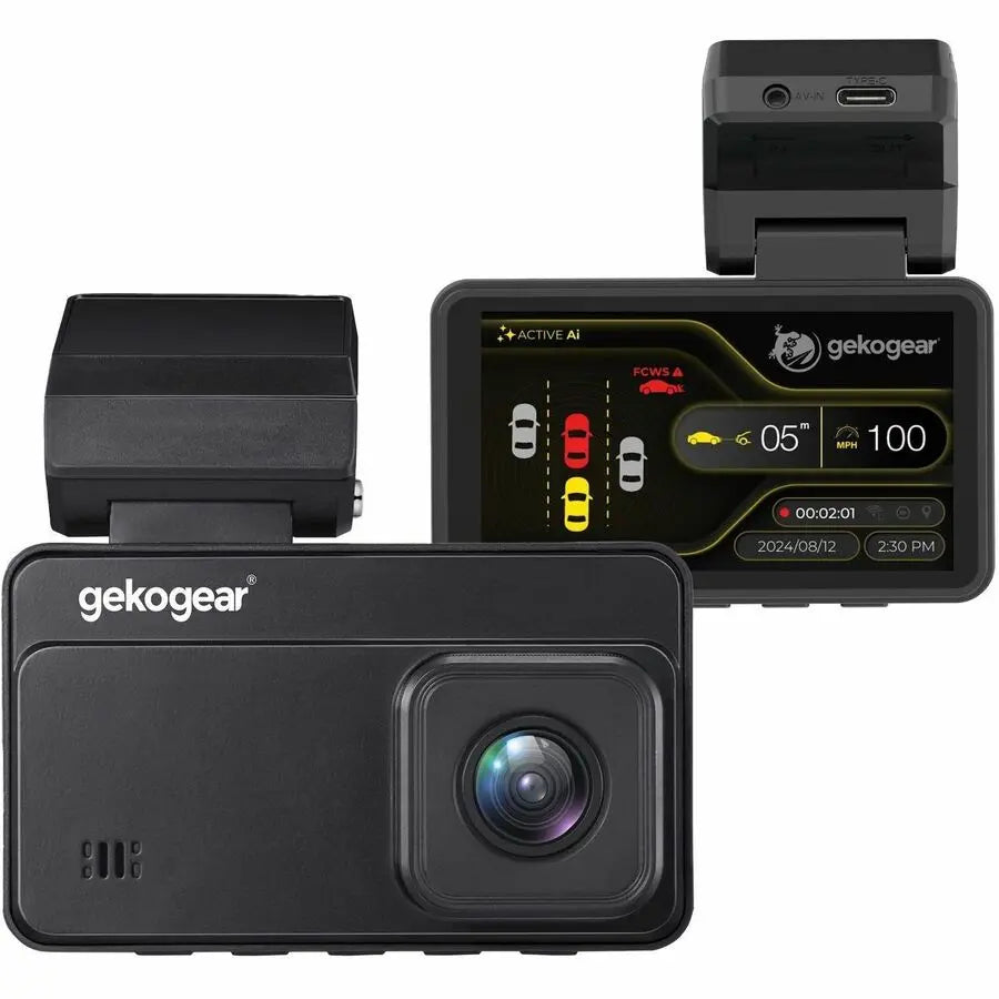 GekoGear Orbit D220 2K Quad HD AI Front and Rear Dash Cam with GPS and WiFi 6