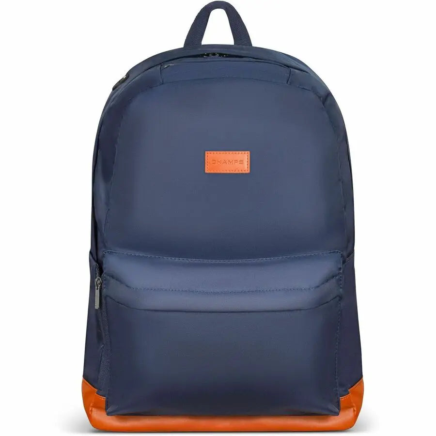 Champs Vintage Collection Everyday Backpack with 15.6-inch Laptop Sleeve and USB Charging Port - Navy