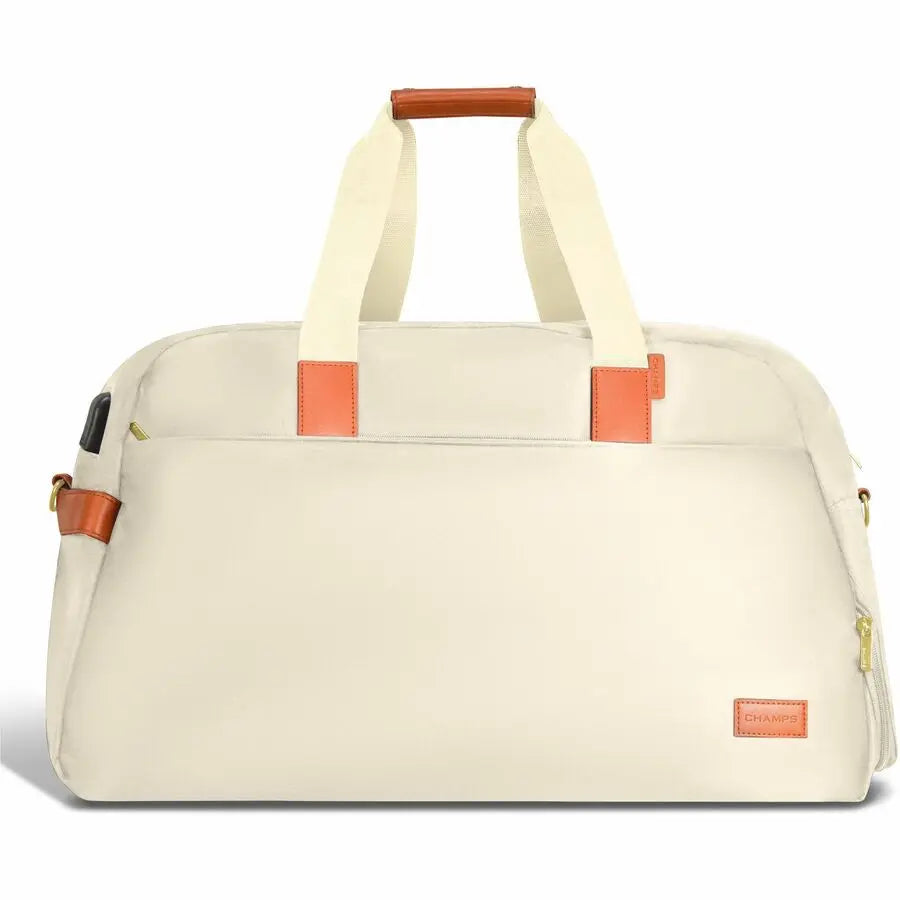 Champs International Vintage Collection Weekender Duffle Bag - Ivory, Holds Up to 15.6" Devices