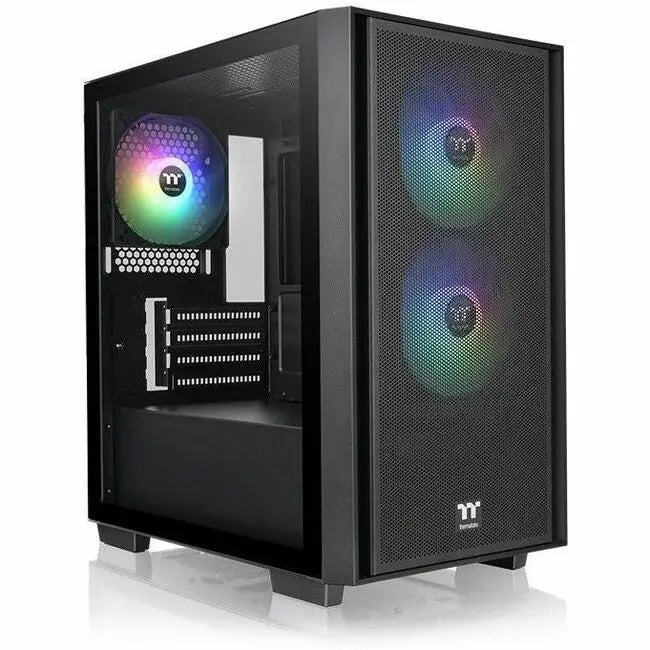 Thermaltake Versa H16 TG ARGB Micro Tower Chassis - Black, Micro ATX Case with Tempered Glass and ARGB Fans