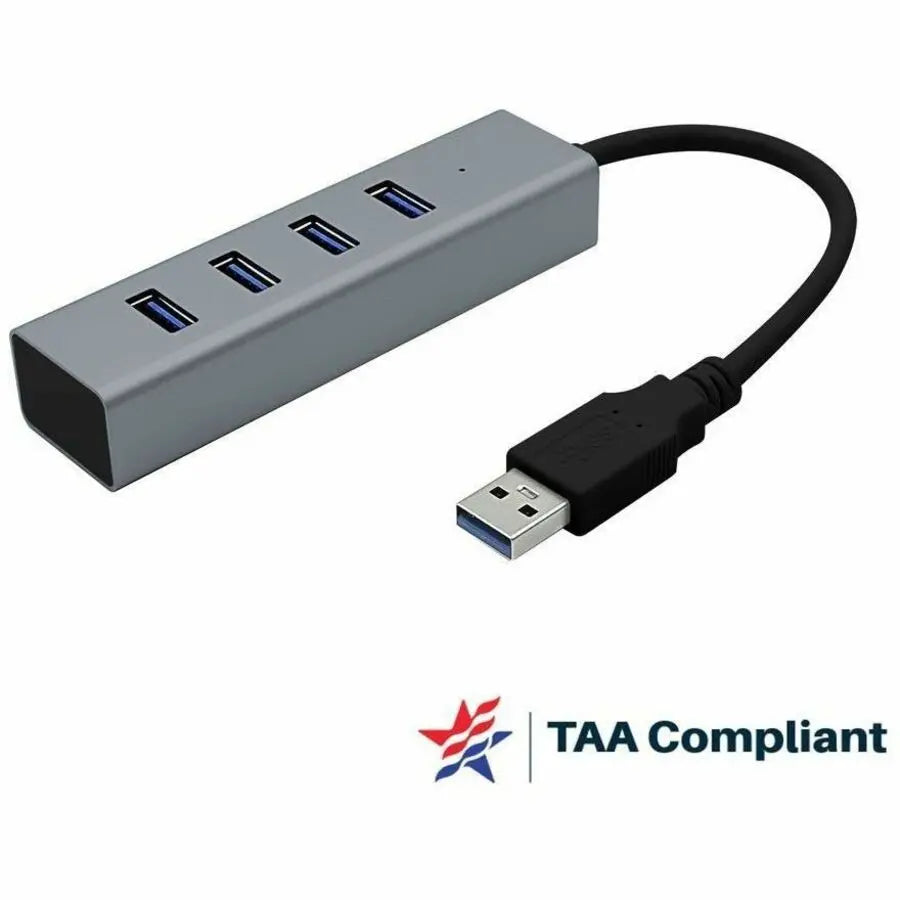 4XEM 4-Port USB-A Data Hub - TAA Compliant, USB 3.2 Gen 1, Aluminum, White