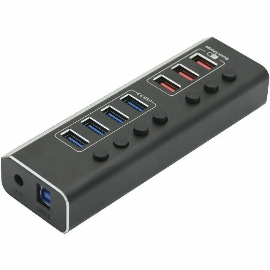 4XEM USB Hub with 7 Ports and Power Adapter – Portable USB 3.2 Gen 1 Data and Charging Station