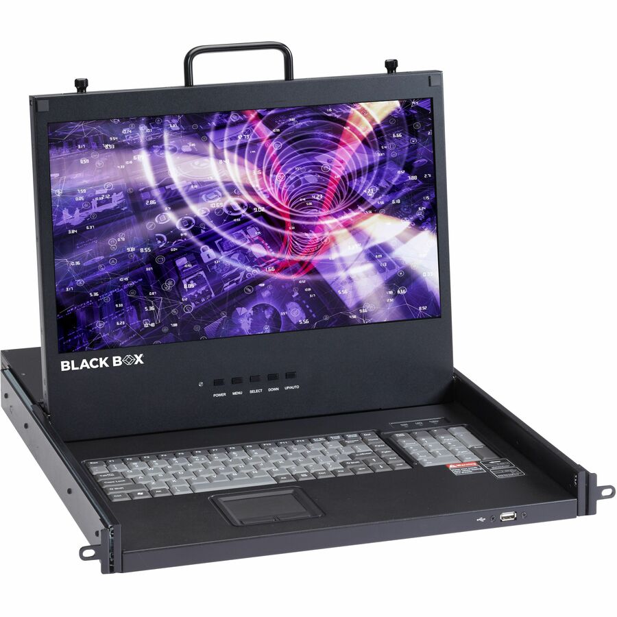 Black Box KVM LCD Console Tray - 17-inch LED Backlit Display, Touchpad, USB, HDMI, DisplayPort, VGA, Model KVT617A