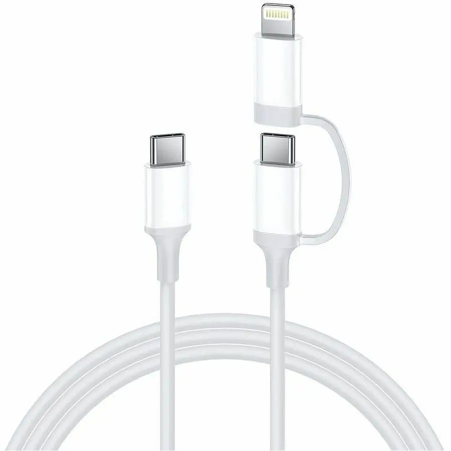 4XEM 2-in-1 USB-C to USB-C + Lightning Cable, 3 Feet - Fast Charging & Data Transfer