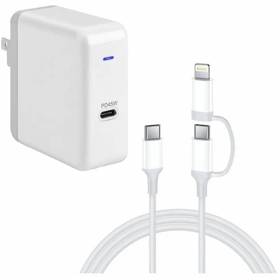 4XEM 45W USB-C Power Adapter with 3ft USB-C to Lightning Cable – Fast Charging Compatible with Apple Devices and More