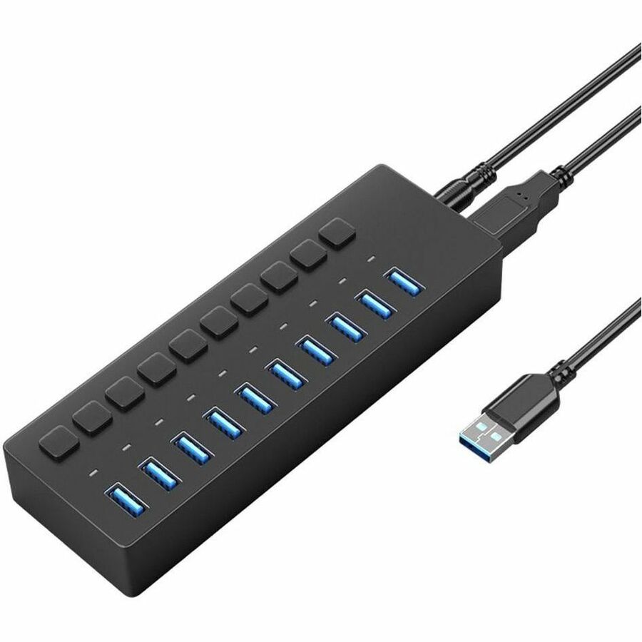 4XEM 4XH710 10-Port USB 3.0 Powered Data Transfer Hub with Individual Power Switches