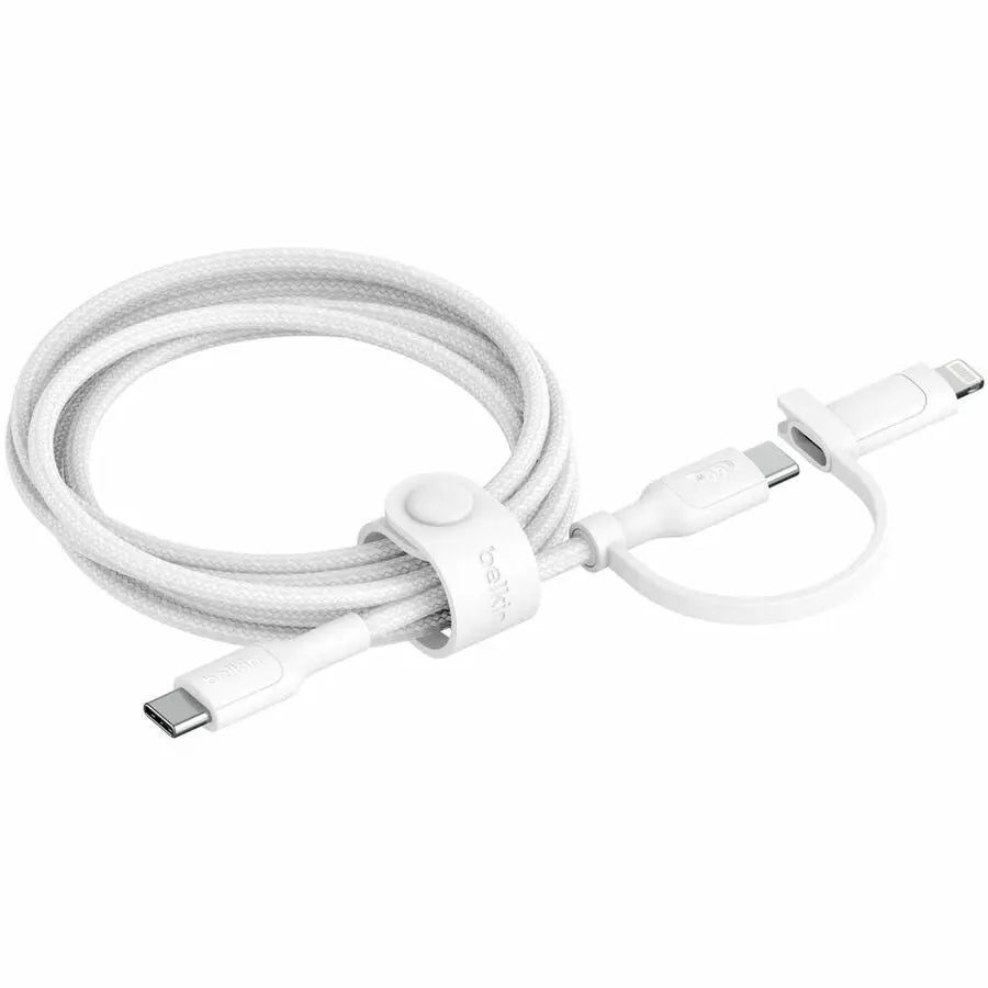 Belkin BoostCharge Pro 2-in-1 USB-C and Lightning Cable - 60W Fast Charging, 5ft, White