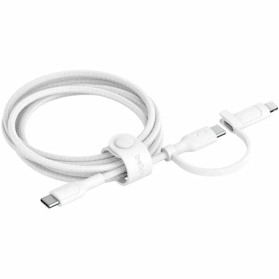 Belkin BoostCharge Pro 2-in-1 USB-C and Lightning Cable - 60W Fast Charging, 5ft, White by Belkin International, Inc