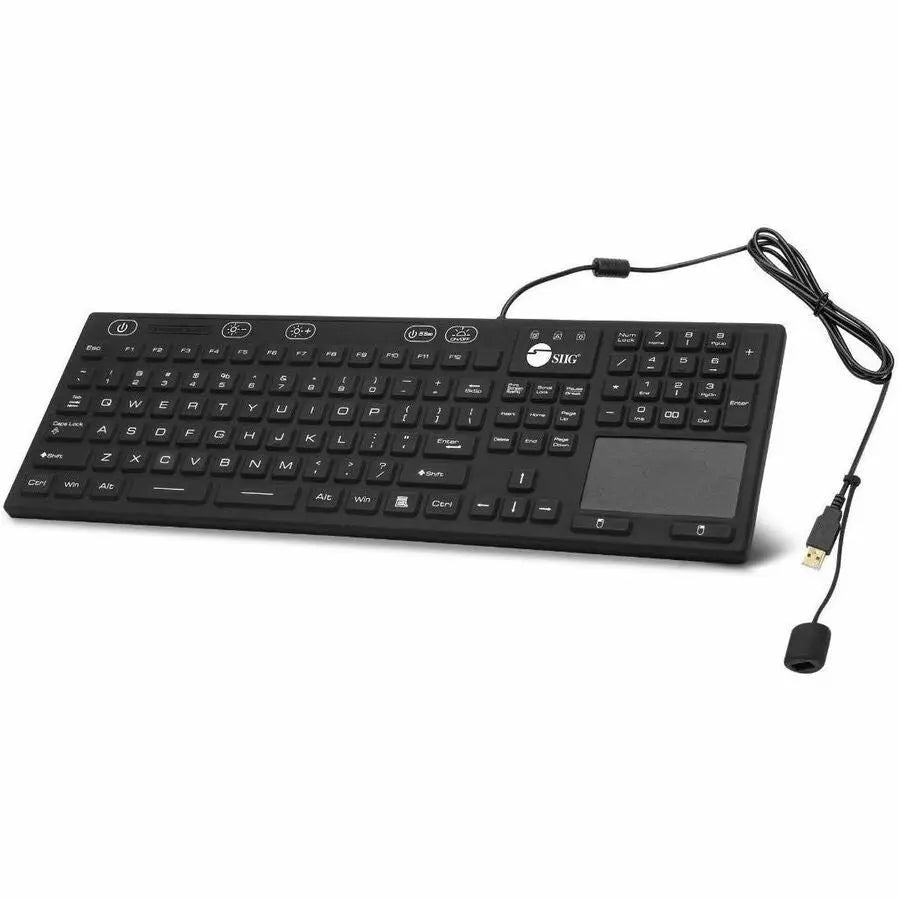 SIIG JK-US0W11-S1 Industrial Medical Grade Washable & Dustproof Keyboard with Touchpad for Mac and Windows