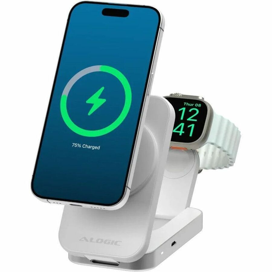 ALOGIC Flip 2-in-1 Qi2 Fast Wireless Charging Stand, White – AL21WCFL-WH