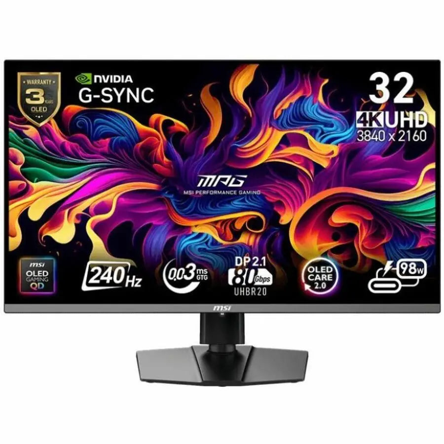 MSI MPG 322URX QD-OLED 32-Inch Gaming Monitor with 4K UHD, 240Hz Refresh Rate, and HDMI 2.1