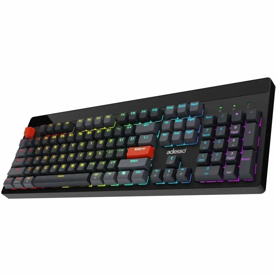 Adesso Easy Touch 1300 Mechanical Keyboard with Red Switches, RGB Backlighting, and Hot-Swappable Keys