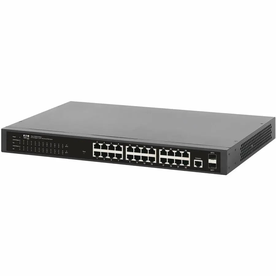 Eaton Tripp Lite Series 24-Port Managed Gigabit Ethernet Switch with PoE+ - Layer 2, 1 Gbps, 2x GbE SFP Ports, 370W PoE, 1U Rack/Desktop