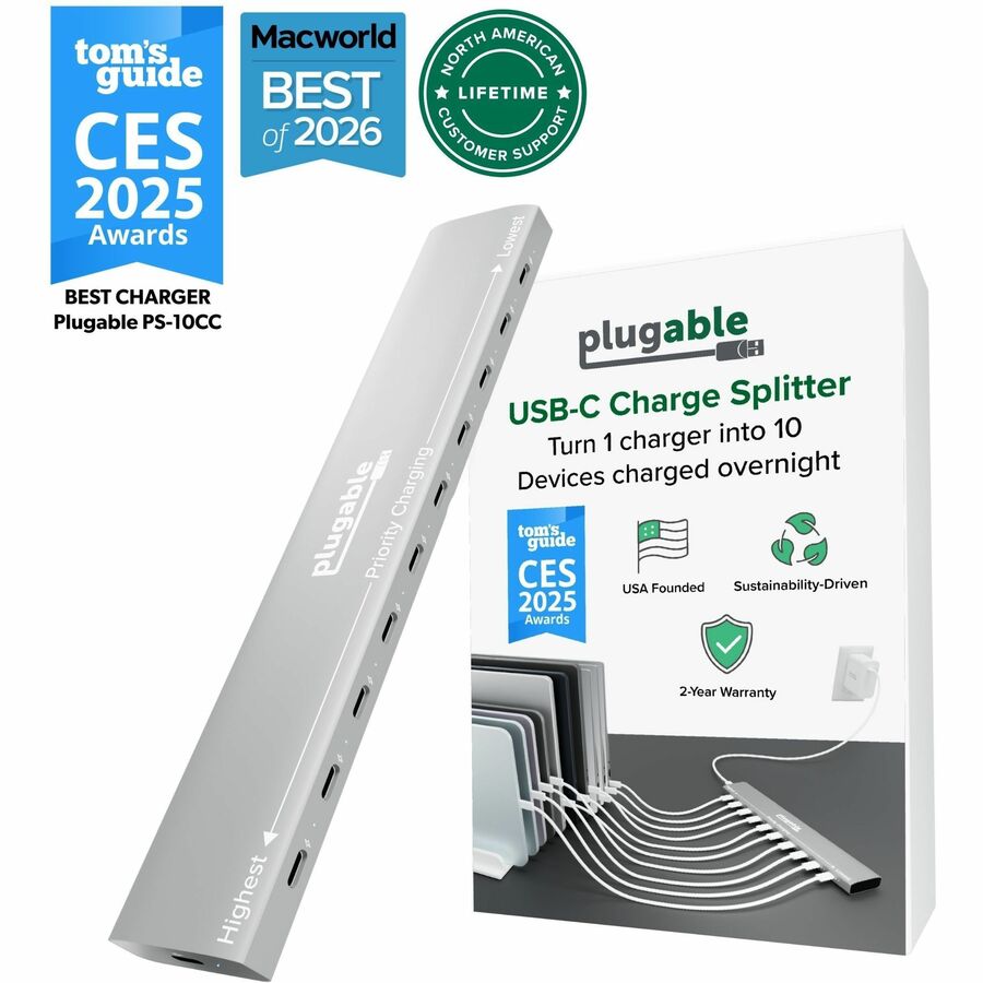 Plugable PS-10CC 10-Port USB-C Charging Station for Multiple Devices