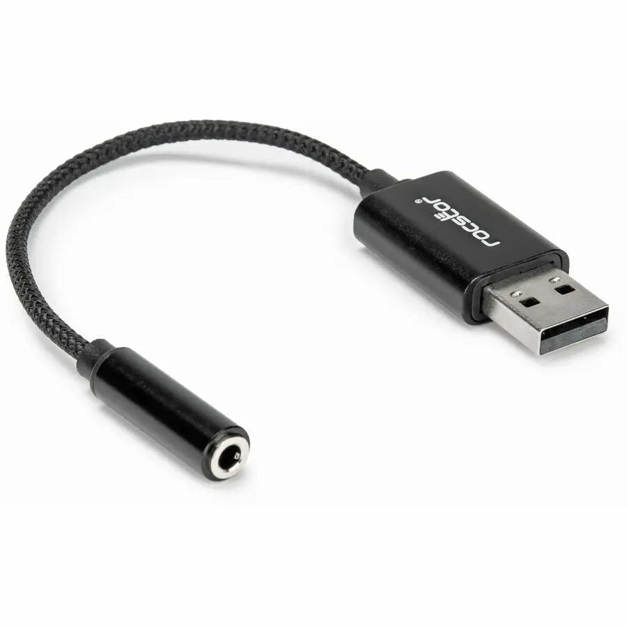 Rocstor Y10A346-B1 USB Type-A to 3.5mm Headphone Jack Adapter for Laptops and Tablets