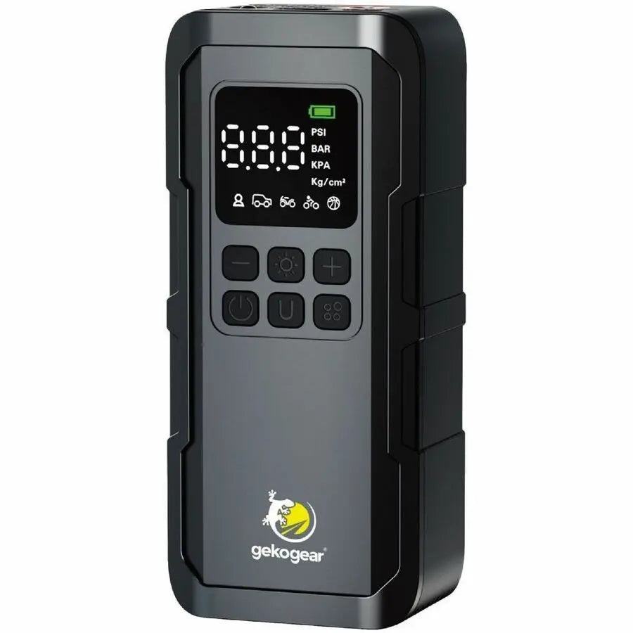 GekoGear AirFlux 100 Portable Tire Pump - Compact Electric Air Pump with Digital Display and Auto Shut-Off