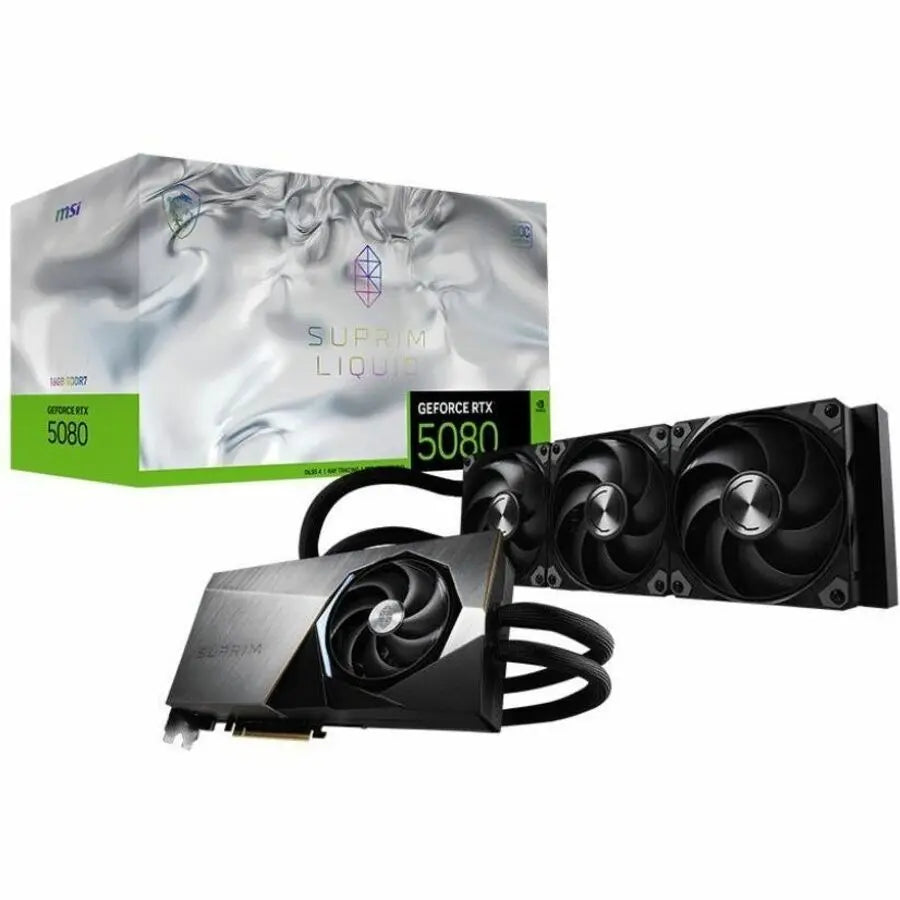 MSI GeForce RTX 5080 16G SUPRIM LIQUID Graphics Card with Hybrid Cooling System