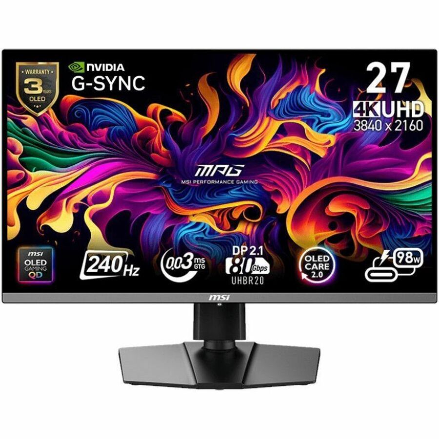 MSI MPG 272URX QD-OLED UHD Gaming Monitor with 27-inch 4K Display and 240Hz Refresh Rate
