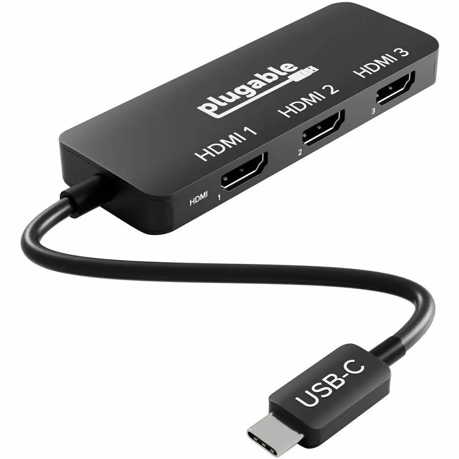 Plugable USBC-MSTH3 USB-C to HDMI Triple Display Adapter for High-Resolution Multi-Monitor Setup