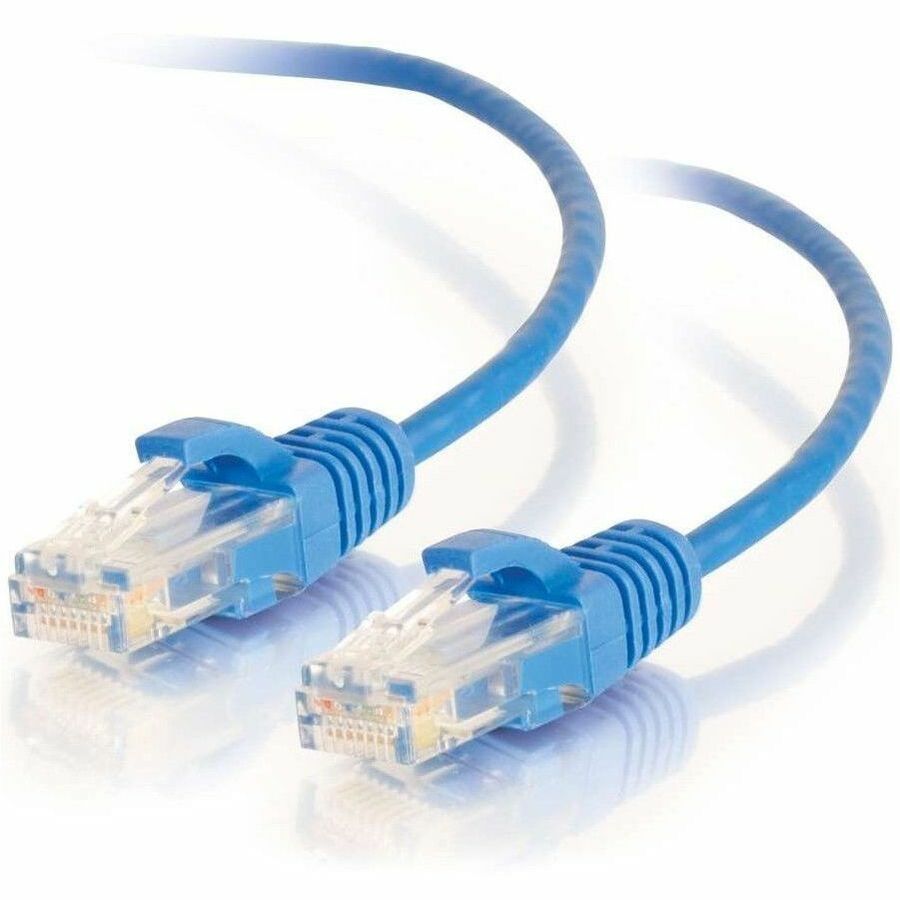 C2G C2G02212 Cat6 Slim Snagless UTP Ethernet Patch Cable, 8-Inch, Blue