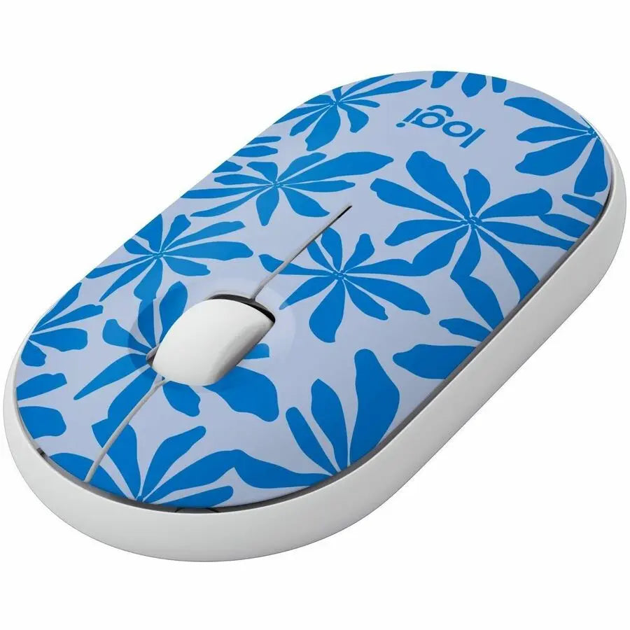 Logitech M340 Wireless Mouse with Silent Touch Technology - Blue Floral Pattern