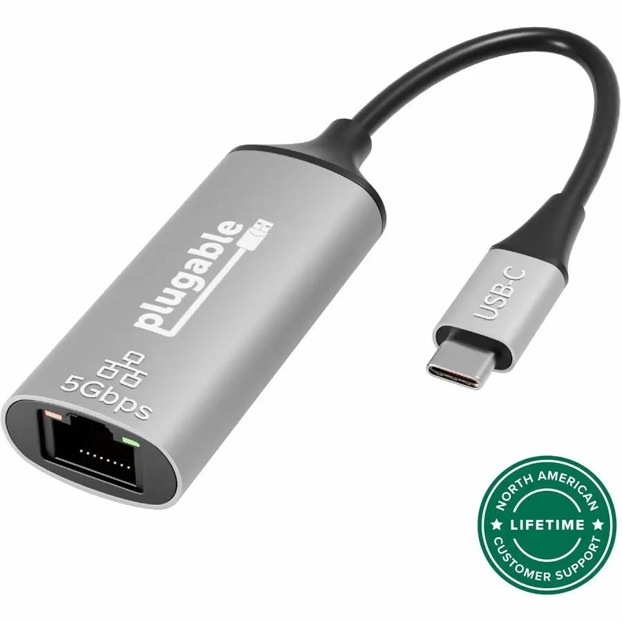 Plugable USBC-E5000 5Gbps USB-C Ethernet Adapter for Fast Wired Network Connectivity