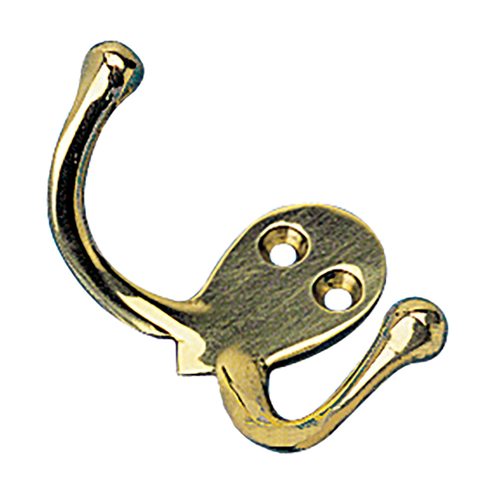 Sea-Dog Double Coat Hook in Chrome Finish - Cast Brass Part 671510-1