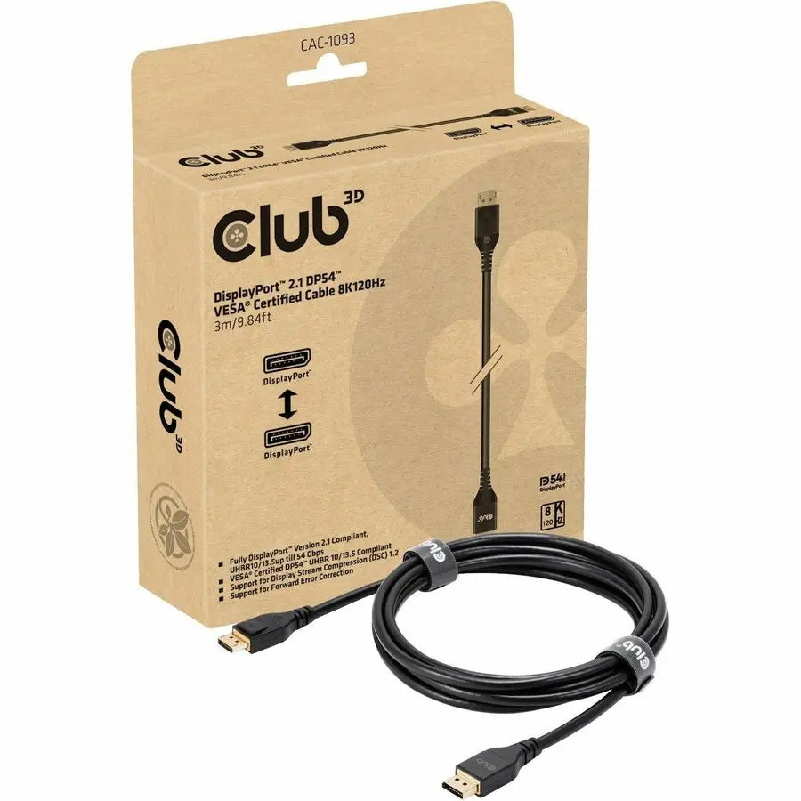 Club 3D DisplayPort 2.1 DP54 VESA Certified Cable 9.84ft for 8K@120Hz and High-Performance Gaming