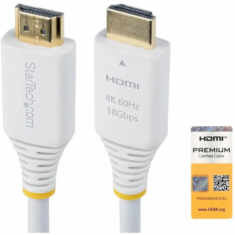 StarTech.com 6ft (1.8m) Premium Certified High Speed HDMI Cable, 4K 60Hz/1440p 144Hz, 18Gbps, UHD HDMI 2.0 Cord, TPE Jacket, White