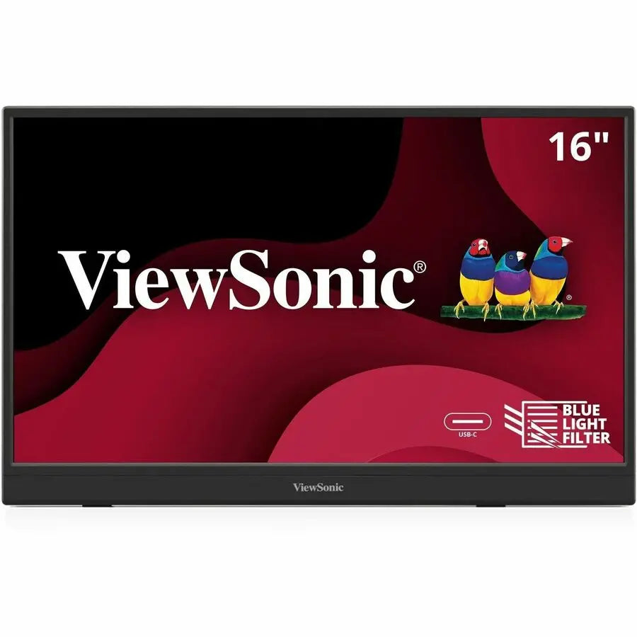 ViewSonic VA1653 16 Inch 1080p FHD IPS Portable Monitor with Eye Care, Built-in Stand, USB C, Mini HDMI, and Protective Case External Second Screen For Laptops, PC, Mac, and Gaming Consoles