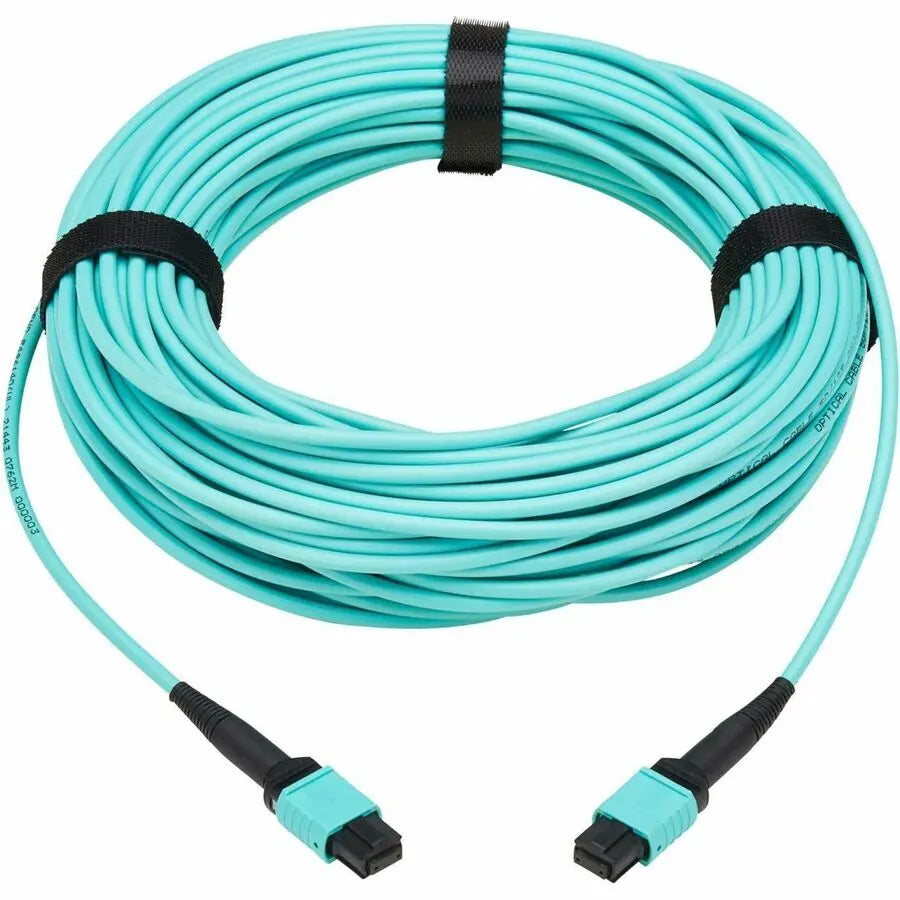 Eaton Tripp Lite Series 40/100/400G Multimode 50/125 OM3 Fiber Optic Cable (8F MPO/MPO-PC F/F), Type-A Polarity, OFNP, Aqua, 15 m (49.2 ft.)