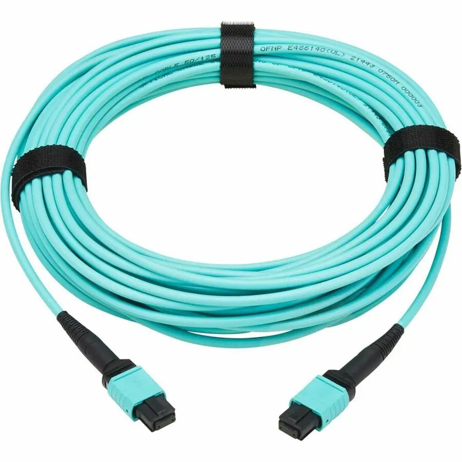 Eaton Tripp Lite Series 40/100/400G Multimode 50/125 OM3 Fiber Optic Cable (8F MPO/MPO-PC F/F), Type-A Polarity, OFNP, Aqua, 10 m (32.8 ft.)