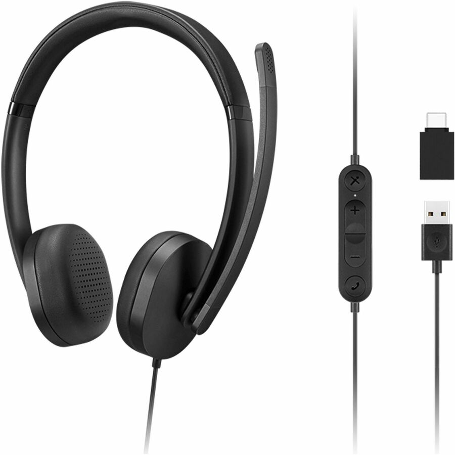 Lenovo 115 USB-A/USB-C Wired Stereo Headset, GXD1R27243