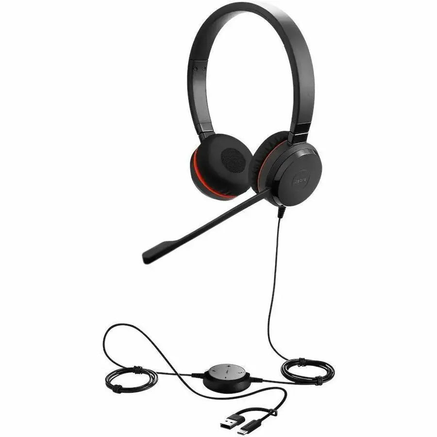Jabra Evolve 20 Stereo Headset with USB-C and USB-A Connectivity - Professional On-Ear Design for Clear Calls and Music