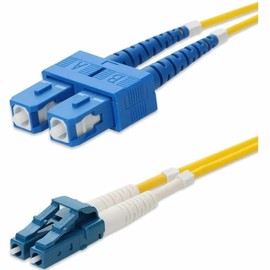 AddOn 1.5m SC to LC Yellow OS2 Duplex Fiber Patch Cable – Riser-Rated SMF OFNR for Long-Distance Data Transmission