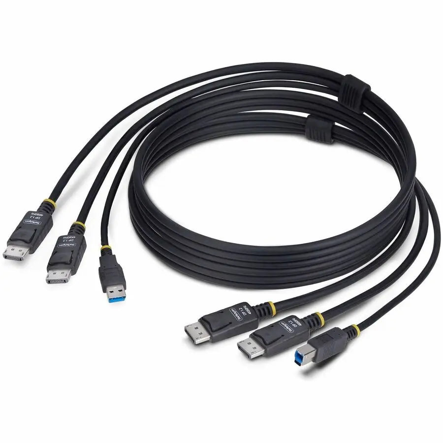 StarTech.com 6ft (1.8m) Dual-DisplayPort and USB 5Gbps KVM Cable, 4K 60Hz, Universally Compatible Combo Cable for KVM Switches