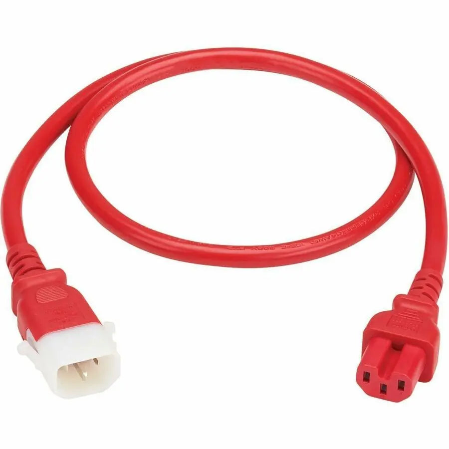 Eaton P018-E03-ARD-6 Power Extension Cord with P-Lock C14 Connector, 3 ft, Red — Heavy-Gauge 14 AWG for Network Devices