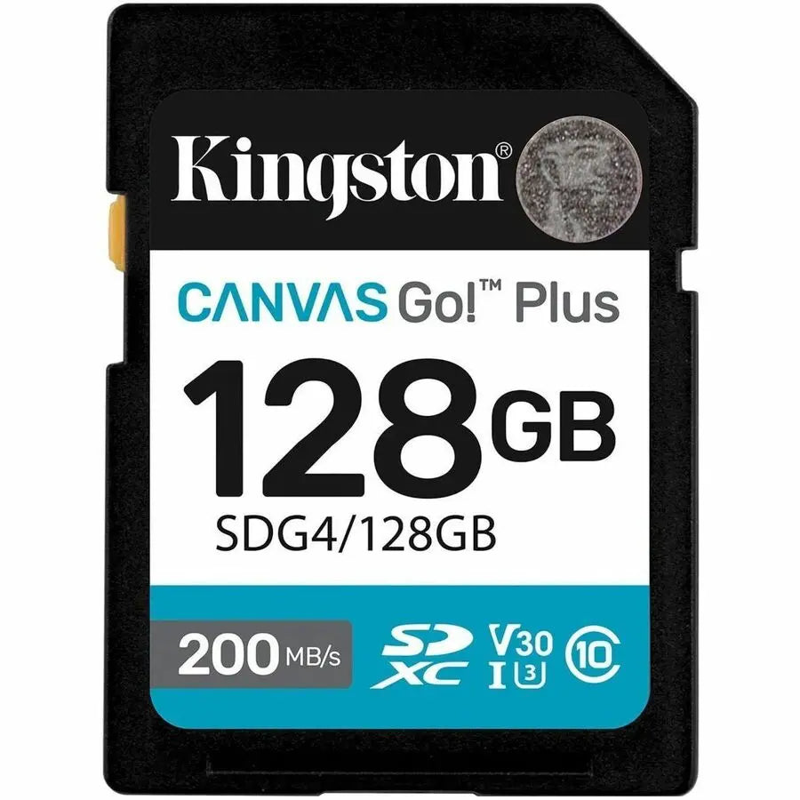Kingston Canvas Go! Plus 128GB SDXC Card – High-Speed U3 & V30 for 4K UHD Video and Burst Photography
