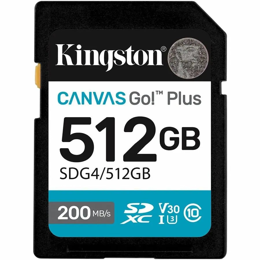 Kingston Canvas Go! Plus 512GB SDXC Card – Fast 200MB/s U3 & V30 Speeds for 4K Video & Burst Photography