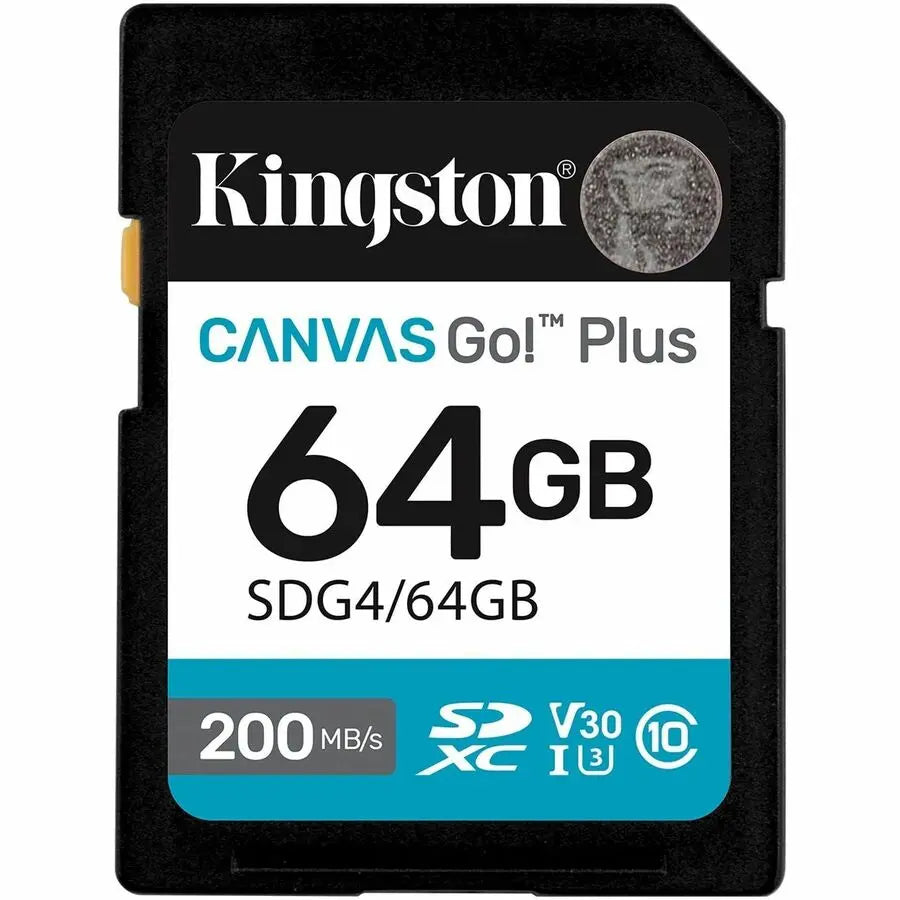 Kingston Canvas Go! Plus 64GB SDXC Card – High-Speed U3 & V30 for 4K UHD Video and Burst Photography