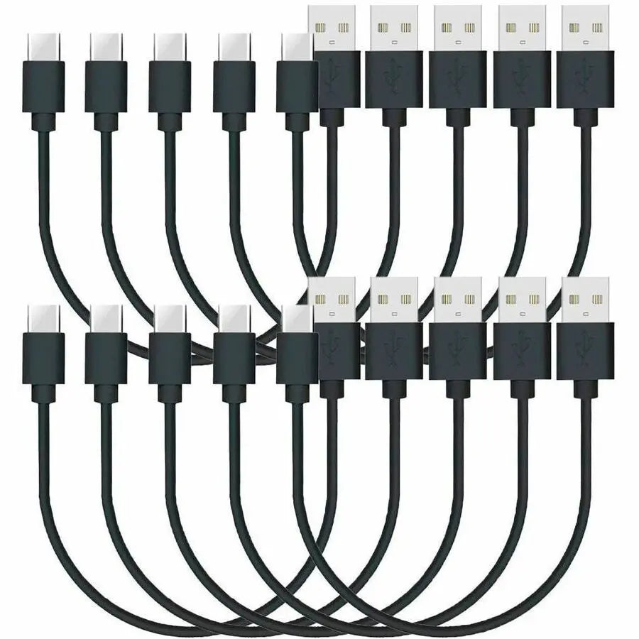 4XEM 10 Pack 1FT USB-A to USB-C Power Delivery Cables - Black