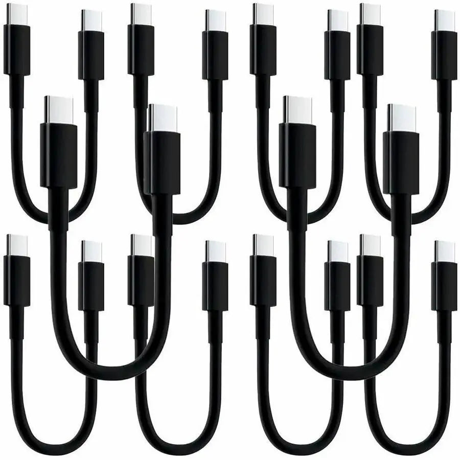 4XEM 10 Pack 1FT USB-C to USB-C 60W Power Delivery Cables - Black