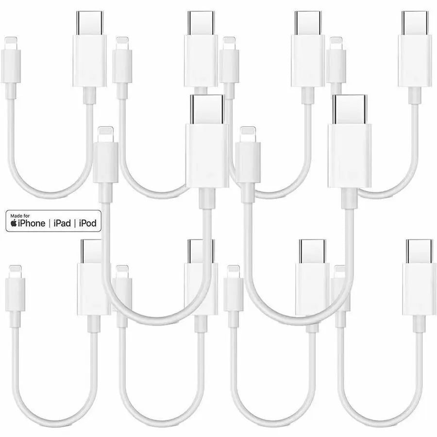 4XEM 10 Pack 1FT USB-C to Lightning Power Delivery Cables - White