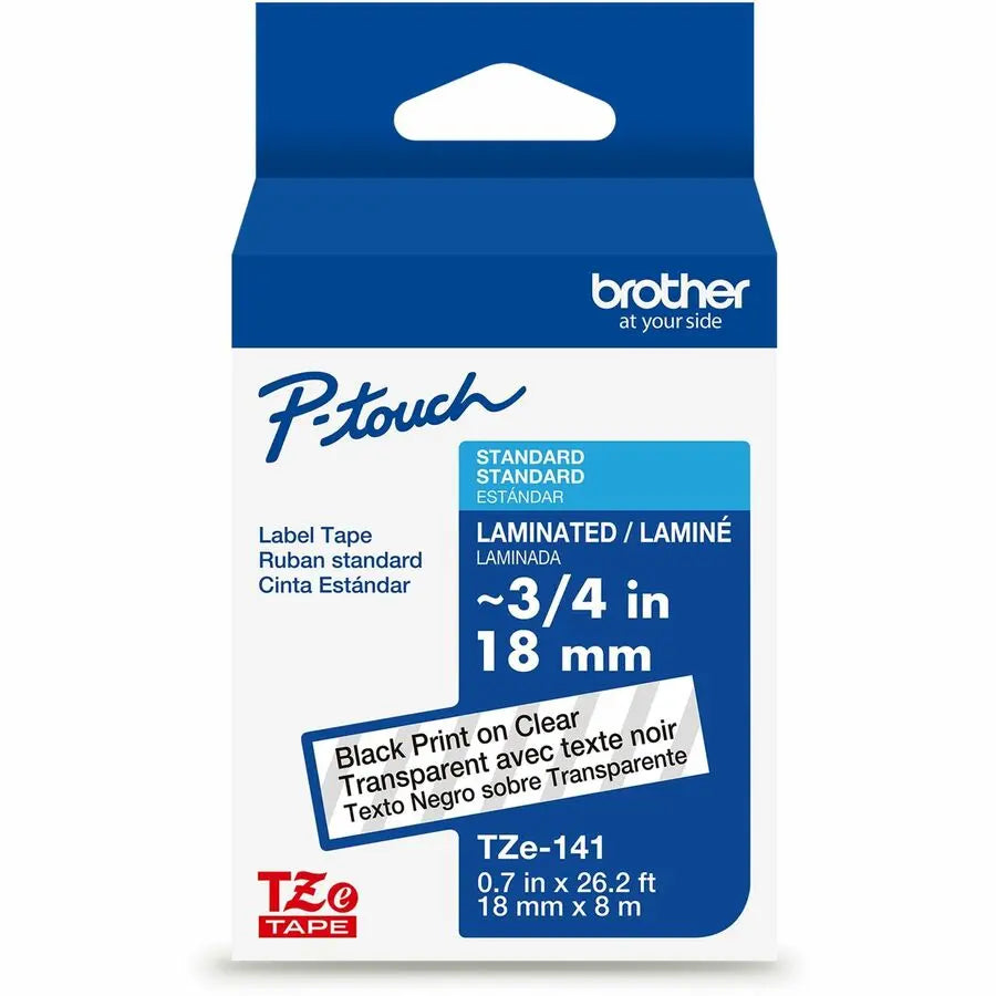 Brother Genuine P-touch TZe141 BK on CLR Laminated Label Tape, 18mm x 26.4 ft